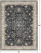 Hazo Haus Boho Dining Room Rugs for Under Table - Washable Black Area Rug for Living Room, Low Pile Non-Slip Rugs for Bedroom, Office - Charming Geometric Decor & Stain Resistance - 6x8 Black/Multi - Image 2