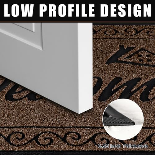 Yimobra Welcome Mat Outdoor Indoor, Waterproof Heavy Duty Front Door Mat Outside Entrance, Extra Sturdy Non-Slip Doormat, Low Profile, Dirt Trapping, 36x24 Inches, Coffee - Image 5