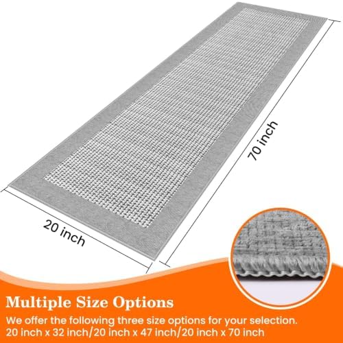StepRite Kitchen Rugs, Kitchen Mats for Floor, 70"x20" Non-Slip Machine-Washable Kitchen Throw Rug, Light Grey - Image 2