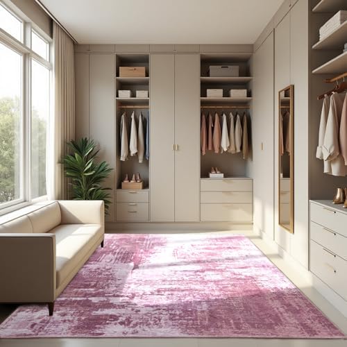 Entryway Rug 3x5 Pink Bedroom Area Rug Washable Non Slip Abstract Boho Rugs for Indoor Entry, Kitchen, Classroom, Bathroom, Kids Girls Room, Office, College Dorm Small Carpet - Image 5