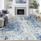 8x10 Area Rugs for Living Room Washable Bedroom Dining Room Blue Grey White by Aelenmu