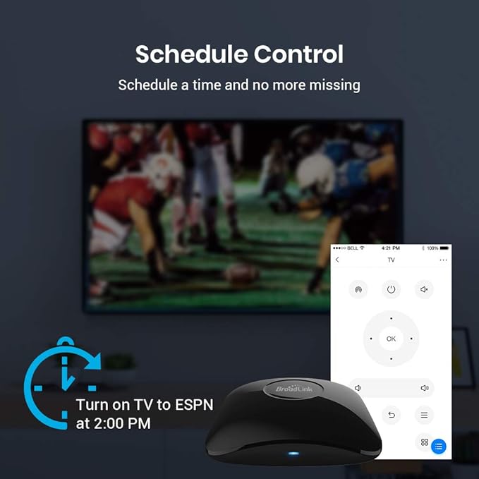 Broadlink RM4 pro Smart IR/RF Remote Control Hub with Sensor Cable(2.4GHz Wi-Fi Only)-WiFi IR/RF Blaster for Home Automation, TV, Curtain, Shades Remote, Works with Alexa, Google Assistant, IFTTT