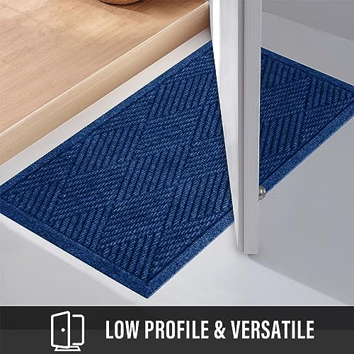 HIYARD Sturdy Front Door Mat, Absorbent Muddy Dirt Resist Welcome Door Mats Outdoor Indoor, Stain and Fade Resistant, Non-Slip Rubber Backing Low Profile Doormat for Entryway, 30×17, Blue - Image 6