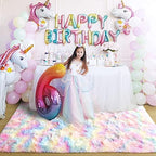 4x6 Rainbow Fluffy Soft Area Rug Non-Slip for Kids Bedroom Nursery Playroom - Image 3