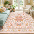 RELEANY Washable Area Rug, 5'x7', Pink/Light Pink/Colorful by RELEANY