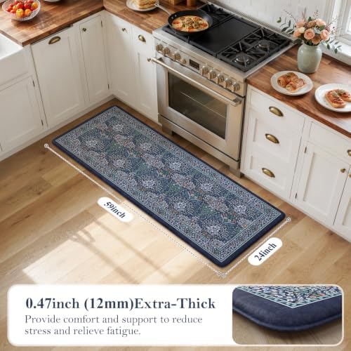 Collive Kitchen Mats Cushioned Anti Fatigue, Dark Blue Kitchen Rug Sets - Image 2