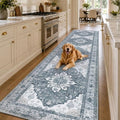 RELEANY Washable Area Rug, Runner 2'6"x12', Grey/White/Beige by RELEANY