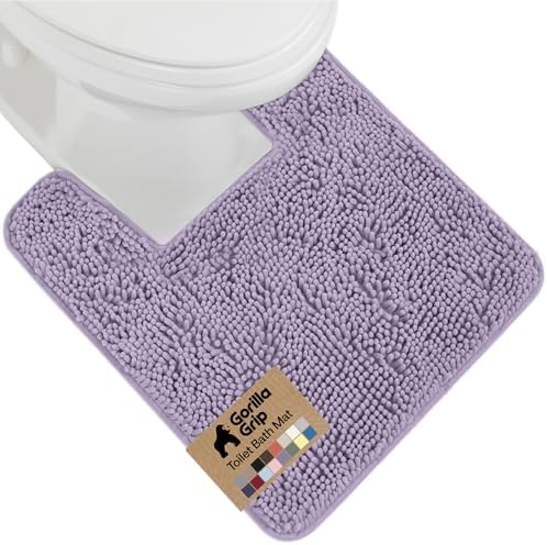 GORILLA GRIP Chenille Bath Rug Mat for Square Toilet Base, 24x19 Purple by GorillaGrip