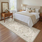 Madane Kitchen Runner 2'6''x8' Soft Rug Runners for Hallways, Ivory/Brown - Image 4
