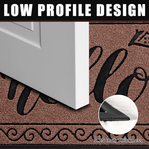 Yimobra Welcome Mats for Front Door 36x24, Heavy Duty Waterproof Outdoor Door Mat Outside Entrance, Non-Slip Low Profile Indoor Entryway Mat for Garage Patio, Maroon - Image 4