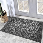 Bulijojo Front Door Mat Entrance,Durable Heavy Duty Welcome Mat,Thick Absorbent Natural Rubber Non Slip Mat,Sturdy Entryway Grey 17"x30" by ShowYourStyle