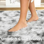 8x10 Extra Large Tie-Dyed Grey and White Fluffy Area Rug Non-Slip for - Image 5
