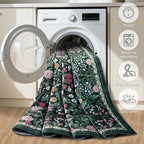 PLHXFR Round Area Rug Living Room: 4 ft Floral Washable Carpet Dark Green - Image 7