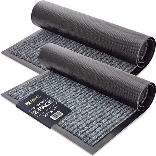 Front Door Mat, Indoor Outdoor Welcome Muddy Doormat, 30x17 Battleship Gray by SierraConcepts