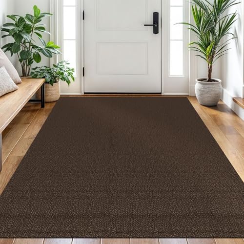EARTHALL Washable Area Rug, Non Slip Entryway Rug, 4x6 Ft, Brown/Coffee by Unknown