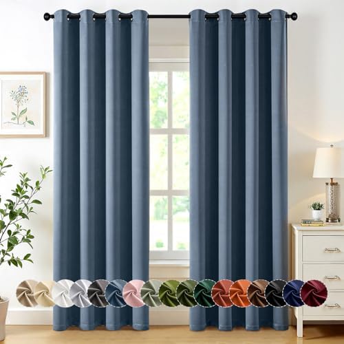 MIULEE Blackout Curtains for Bedroom 2 Panels 50 x 84 Inch Long Stone Blue by MIULEE