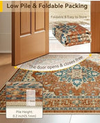 RELEANY Washable Area Rug, Square 8'x8', Red/Orange/Blue/Brown - Image 4