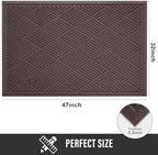 HIYARD Sturdy Front Door Mat, Absorbent Muddy Dirt Resist Welcome Door Mats Outdoor Indoor, Stain and Fade Resistant, Non-Slip Rubber Backing Low Profile Doormat for Entryway, 47×32, Coffee - Image 2