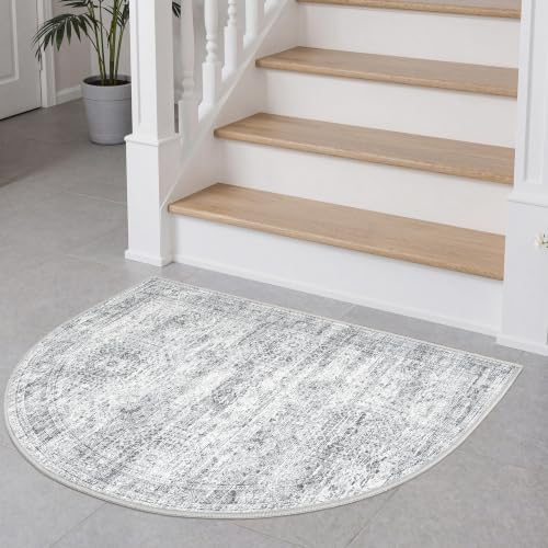 2x3 Half Circle Rug, Small Washable Entryway Rug,Grey - Image 5