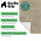 GORILLA GRIP Bath Rug Mat for Bathroom, Absorbent Chenille, 24x17 Sand - Image 2