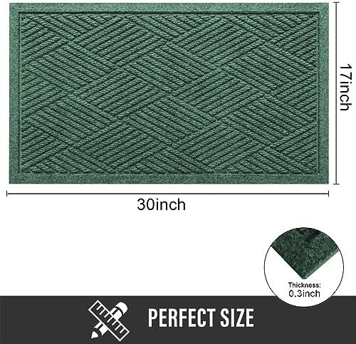HIYARD Sturdy Front Door Mat, Absorbent Muddy Dirt Resist Welcome Door Mats Outdoor Indoor, Stain and Fade Resistant, Non-Slip Rubber Backing Low Profile Doormat for Entryway, 30×17, Green - Image 2