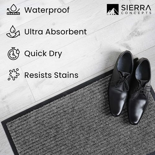 Front Door Mat, Indoor Outdoor Welcome Muddy Doormat, 30x17 Battleship Gray - Image 6