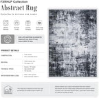 8x10 Area Rug Living Room Rug: Washable Modern Abstract Soft Thin Rug Indoor Floor No Slip Stain Resistant Carpet for Bedroom Dining Room Farmhouse Nursery Home Office - Dark Black - Image 2