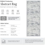 3x14 Washable Runner Rug：Modern Abstract Soft Carpet Blue Grey - Image 2