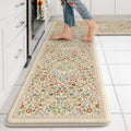 Collive Kitchen Mats Cushioned Anti Fatigue, Beige Floral Kitchen Floor Mat by Collive