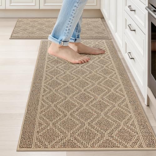 COSY HOMEER Kitchen Rugs Sets of 2 Non-Slip Washable,20”x30“+20”X48“ by COSYHOMEER
