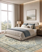 Amada Vintage Washable Area Rug,8'x10',Blue/White - Image 4