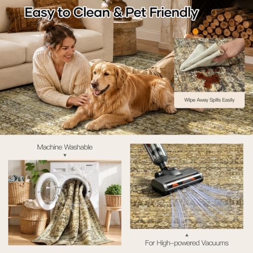 Lofus 8x10 Area Rug for Living Room, Non-Slip Washable Carpet,Brown - Image 4