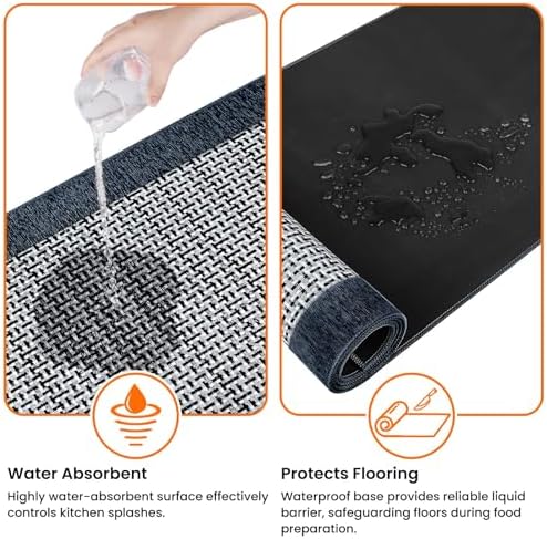 StepRite Kitchen Rugs, Kitchen Mat for Floor, 47"x20" Non-Slip Machine-Washable Commercial Floor Mat, Absorbent Heavy-Duty Rug for Office & Home, Sink Standing Mat, Entryway Carpet, Navy Blue - Image 2