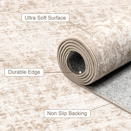 10x12 Area Rugs Living Room: Washable Rug for Bedroom Beige Brown - Image 7