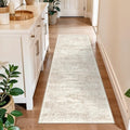2x6 Runner Rug Hallway Washable, Non Slip with Rubber Backing Carpet for Kitchen Bathroom Neutral Moroccan Vintage Oriental Distressed Area Rugs for Bedroom Laundry Room Entry Entryway, Cream/Beige by BYYVOORugsforYourHome