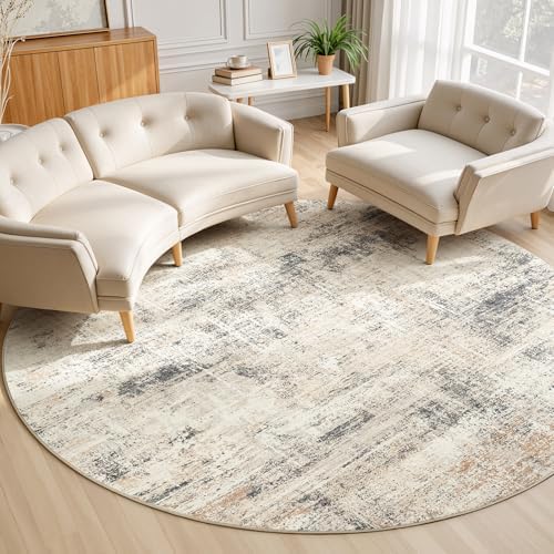 8ft Area Rug for Living Room, Abstract Washable Non-Slip Large Rugs, Gold by Lofus