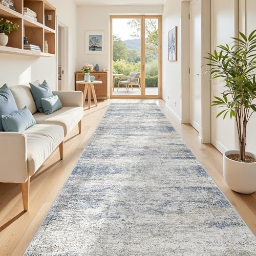 3x16 Runner Rug Non Slip,Washable Hallway Runner Rug,Blue - Image 4