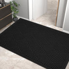 HIYARD Sturdy Front Door Mat, Absorbent Muddy Dirt Resist Welcome Door Mats Outdoor Indoor, Stain and Fade Resistant, Non-Slip Rubber Backing Low Profile Doormat for Entryway, 60×36, Black by HIYARD