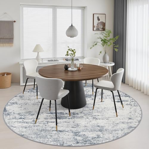 Round Area Rug Living Room: 8 ft Modern Washable Indoor Carpet - Image 4