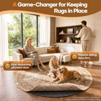 Veken Non Slip Cushioned Rug Pad Gripper, Felt and Silicone Backing, Round 8 Ft, 1/4 inch Thick Carpet Liner Protector Mat for Area Rugs and Hardwood Floors, with Over 99 Pcs Anti-Slip Strips Pattern - Image 2
