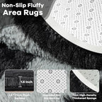 5x7 Black and Grey Fluffy Soft Area Rug Non-Slip for Living Room Bedroom - Image 4