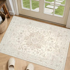 Washable Area Rugs 2x5: Living Room Bedroom Carpet Beige White by Luxturiy