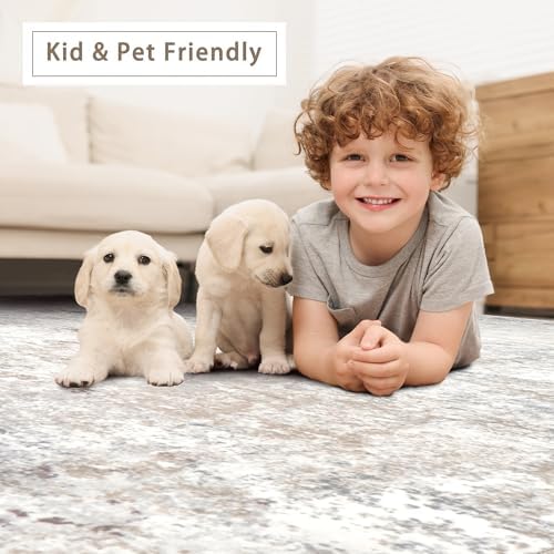 Beige Grey Washable Rugs 4x6 Area Rugs for Living Room,Bedroom,Dining Room - Image 5
