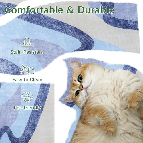 Ompaa Living Room Rug 5x8 Blue Area Rug Machine Washable Rug Non Slip Indoor Large Rugs for Bedroom, Classroom, College Dorm, Farmhouse, Dining Room, Kids Playroom - Image 4