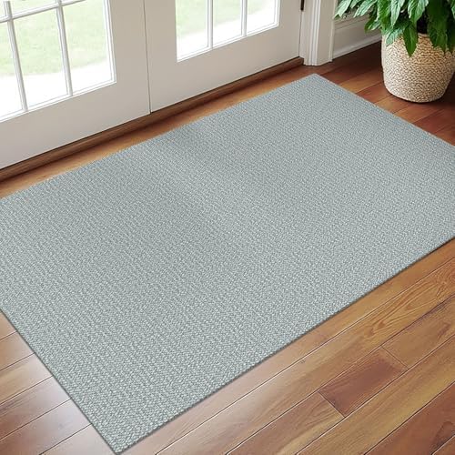 EARTHALL Washable Entryway Rug, Non Slip Area Rug, 3x5 Ft, Turquoise/Gray - Image 6