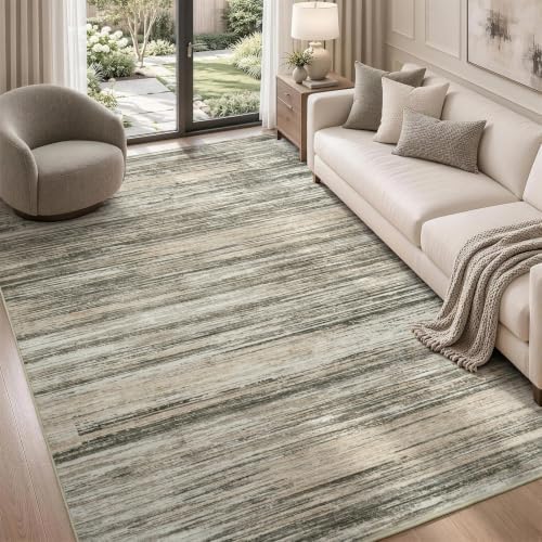 Lofus 5x7 Area Rug for Living Room, Abstract Washable Non-Slip Rugs, Taupe by Lofus