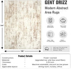 9x12 Area Rugs for Living Room: Washable Abstract Beige Grey Bedroom Carpet - Image 2