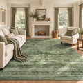 8x10 Area Rug for Living Room, Non-Slip Washable Large Carpet, Forest Green by Lofus