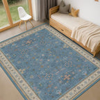 5x8 Rug for Living Room, Boho Eclectic Area Rugs Blue Modern Low-Pile Carpet for Bedroom, Dining Table, Nursery, Washable Non-Slip with Rubber Back - Image 3