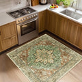 RELEANY Washable Area Rug, Square 4'x4', Brick/Brown/Green by RELEANY